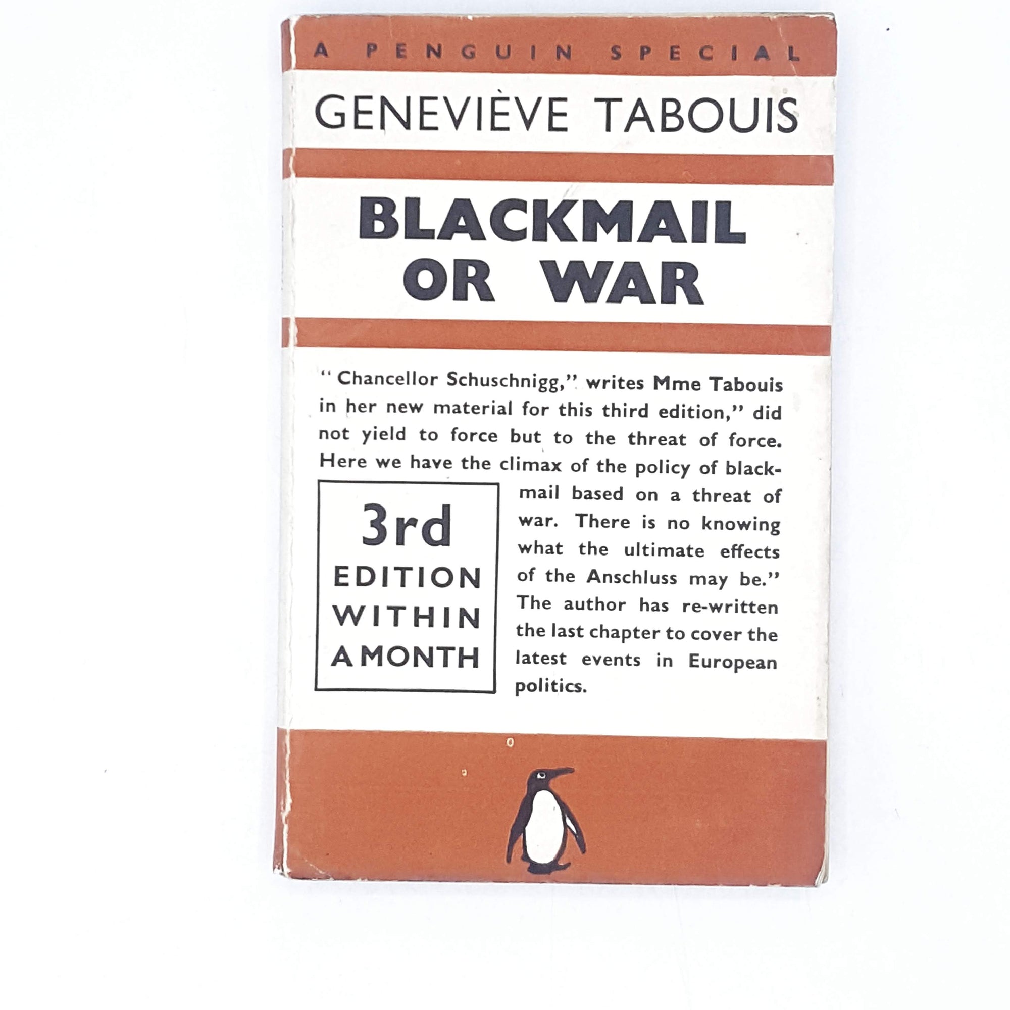 Blackmail or War by Genevieve Tabouis 1938