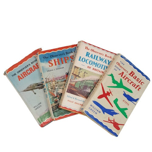 The Observer's Book of Basic Aircraft, Railway Locamotives, Ships, Aircraft - 4 Book Collection, 1957-71