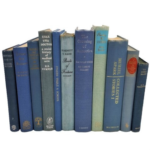 Books by the Metre | Vintage Blue Books | Home Library Decor - Country ...