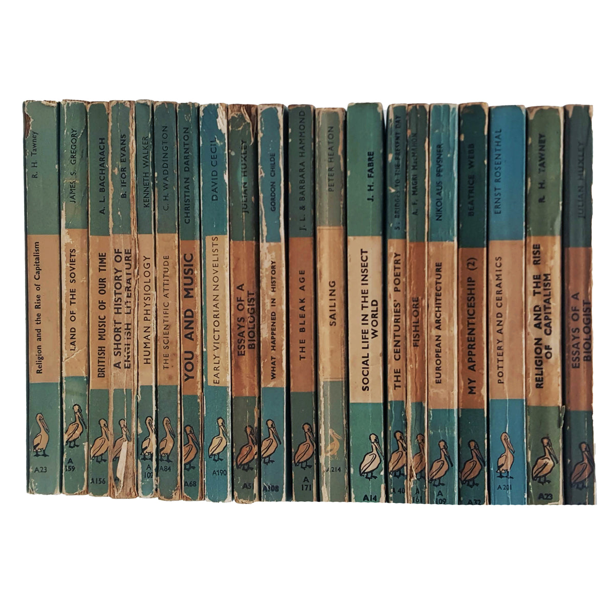 Books by the Foot: Vintage Pelican Paperbacks w/ Horizontal Stripe