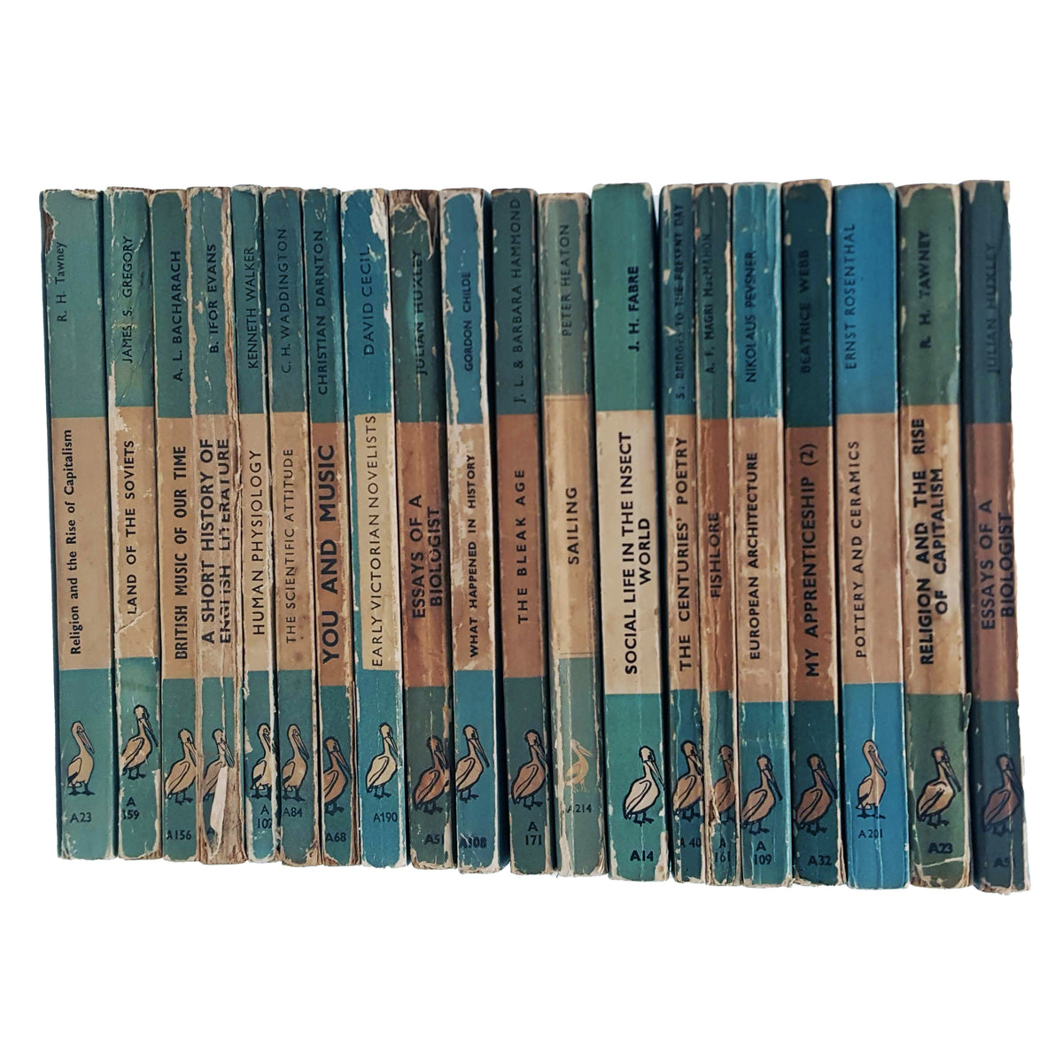 Books by the Foot: Vintage Pelican Paperbacks w/ Horizontal Stripe