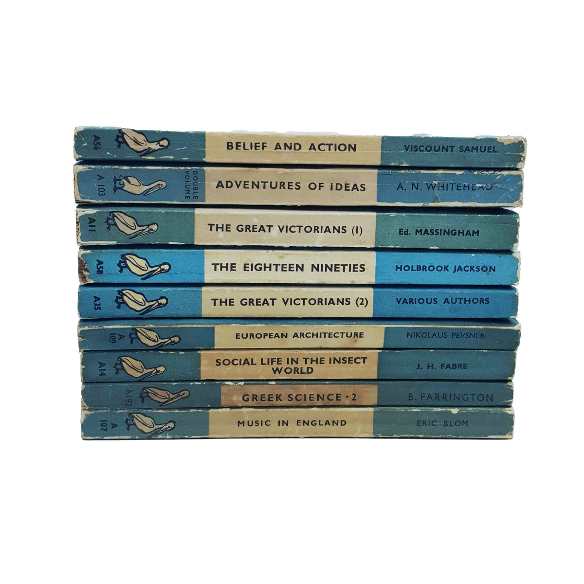 Books by the Foot: Vintage Pelican Paperbacks w/ Horizontal Stripe