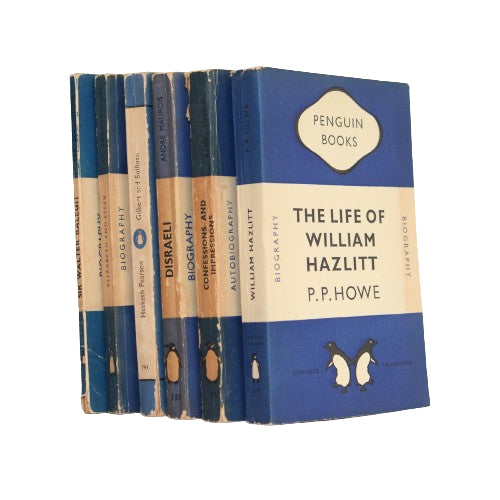 Four Book Collection of Dark Blue Vintage Penguins (Biography, Autobiography)