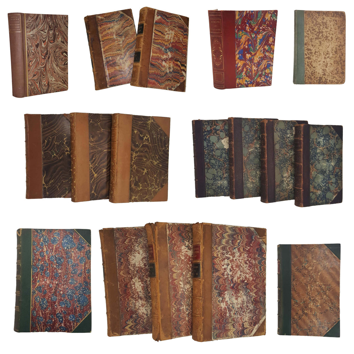 Books By The Foot: Vintage Marbled Covers