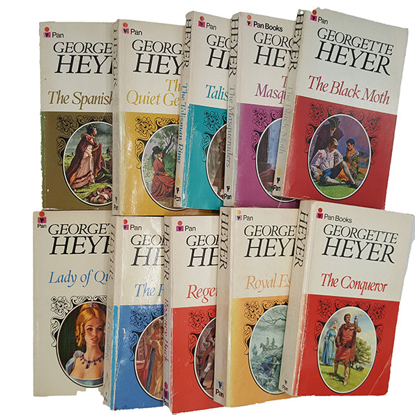 Georgette Heyer 10 Vintage Pan Paperbacks, c.1970s