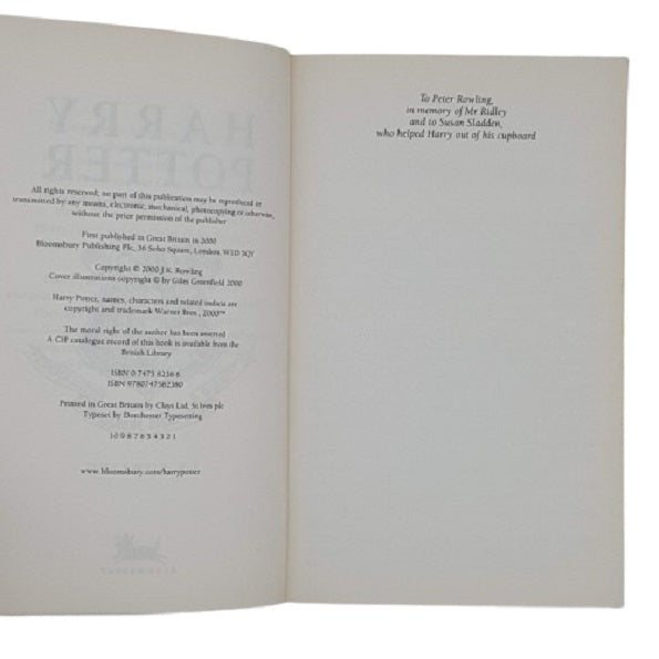 Harry Potter And The Goblet of Fire by J. K. Rowling - Celebratory Edition 2000