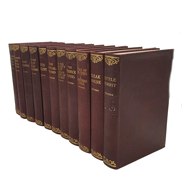 Charles Dickens 11 Burgundy Books - Hazell, Watson &amp; Viney (11 Books)