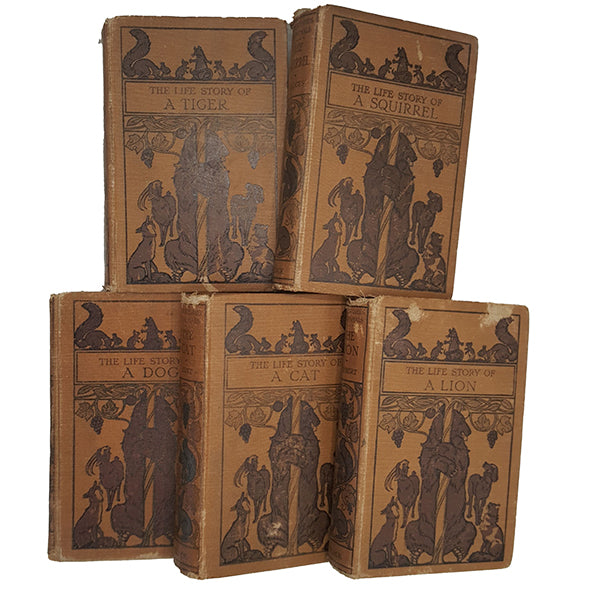 The Life Story of The Dog Etc. Animal Collection, 1924  (5 Brown Books)