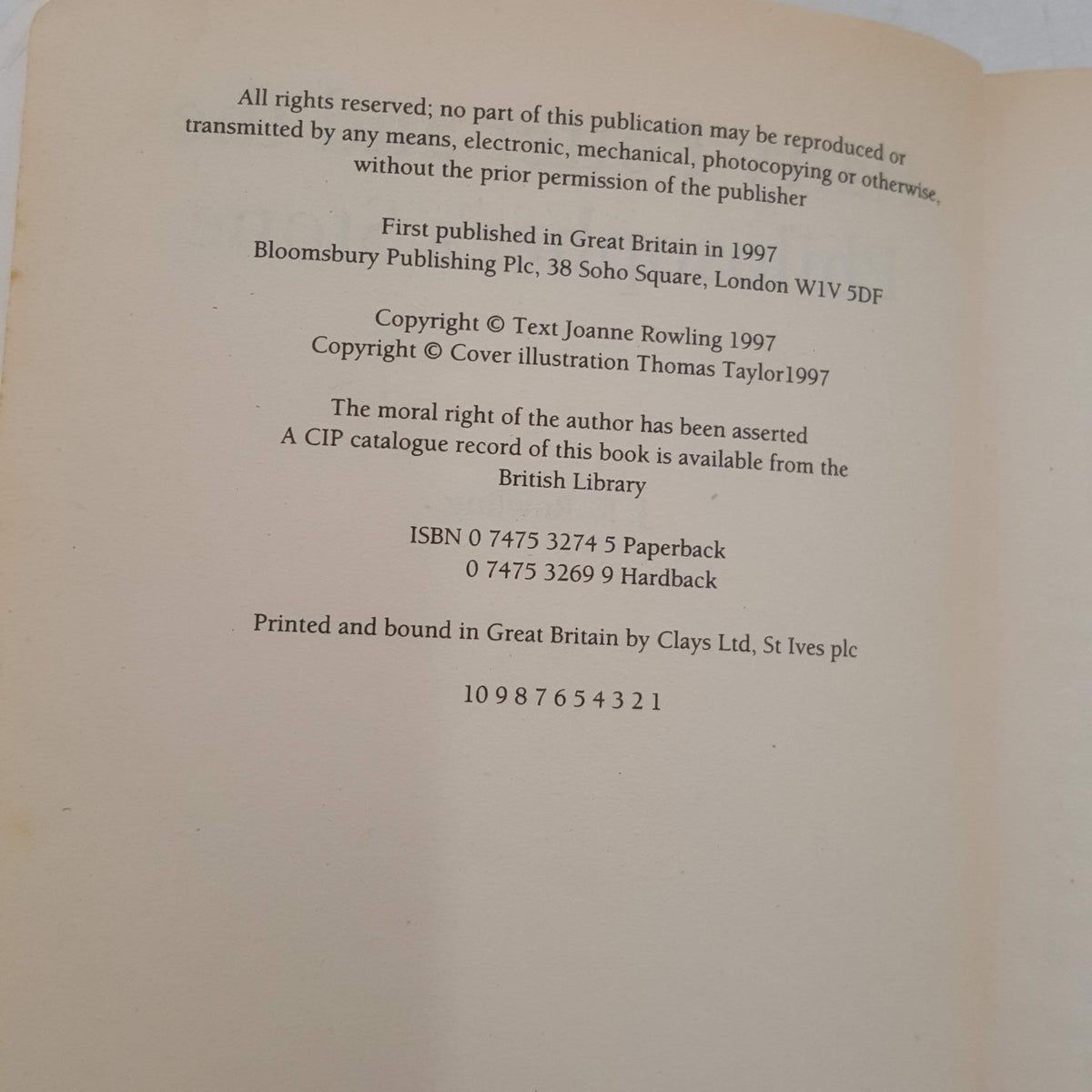 True 1st Edition: Harry Potter And The Philosopher's Stone by J. K. Rowling - Bloomsbury, 1997