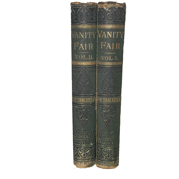 W. M. Thackeray's Vanity Fair Volume I &amp; II - Smith, 1879 (2 Green Books)