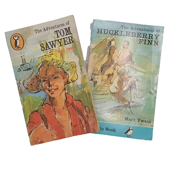 Mark Twain’s The Adventures of Tom Sawyer and Huckleberry Finn - Puffin, 1976-74 (2 Books)