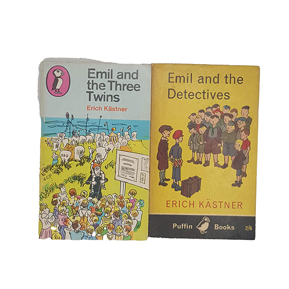 Emil and the Detectives and Emil and The Three Twins by Erich Kästner - Puffin, 1962-70 (2 Books)
