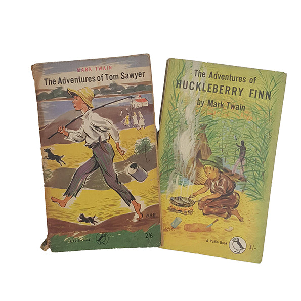 Mark Twain’s The Adventures of Tom Sawyer and Huckleberry Finn - Puffin, 1958 (2 Books)