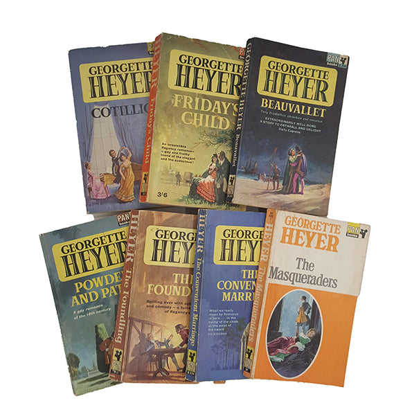 Georgette Heyer 7 Vintage Pan Paperbacks, c1960s (7 Books)