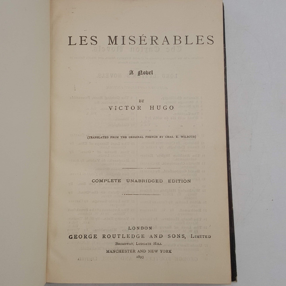 Les Misérables by Victor Hugo - Routledge, 1893