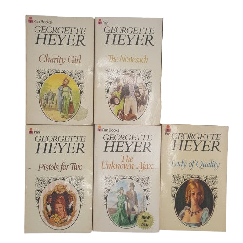 Georgette Heyer Vintage Pan Paperbacks, 1960s (5 Books)