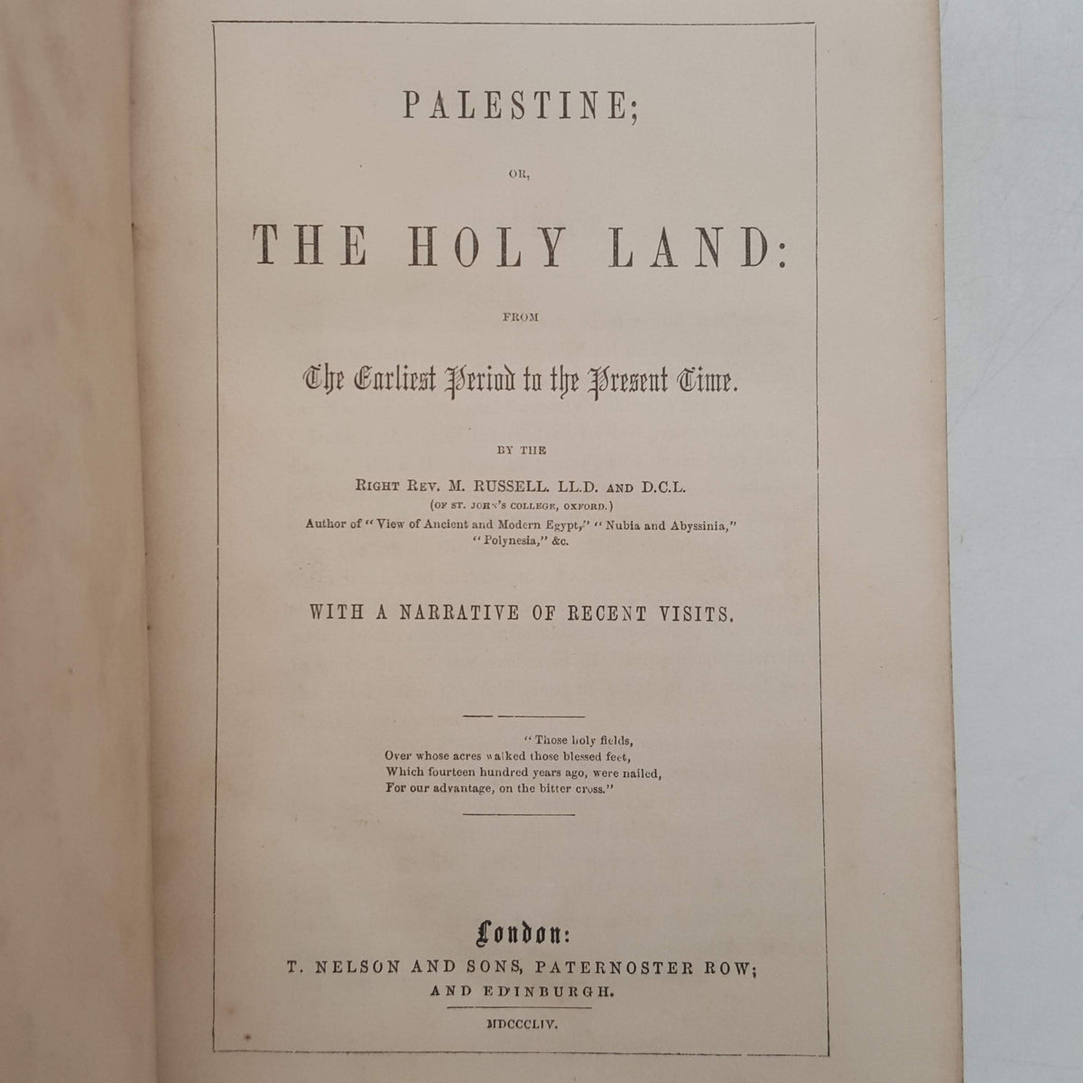 Palestine; or, The Holy Land by Rev. M. Russell - Nelson, 1854