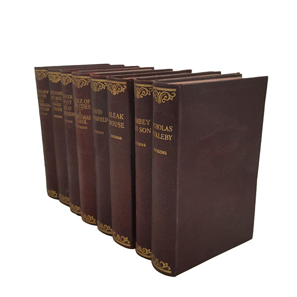 Charles Dickens 14 Burgundy Books - Hazell, Watson &amp; Viney (14 Books)