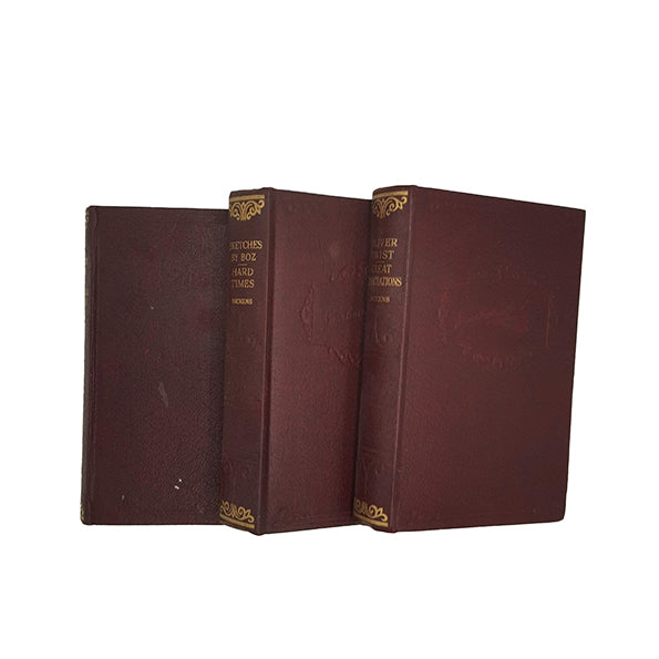 Charles Dickens 14 Burgundy Books - Hazell, Watson &amp; Viney (14 Books)