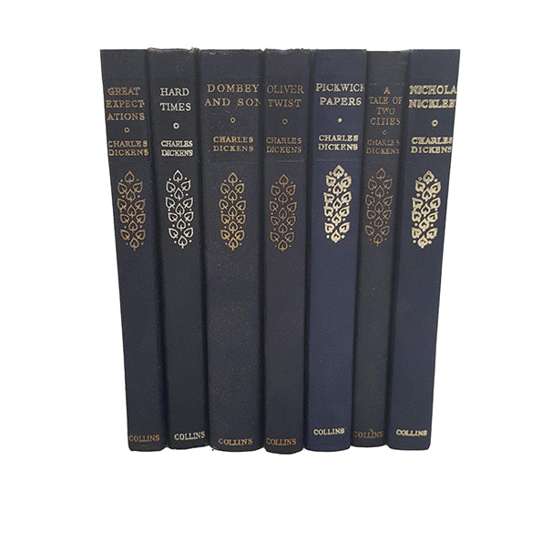 Charles Dickens' Collected Works - Collins, c.1960s  (7 Blue Books)