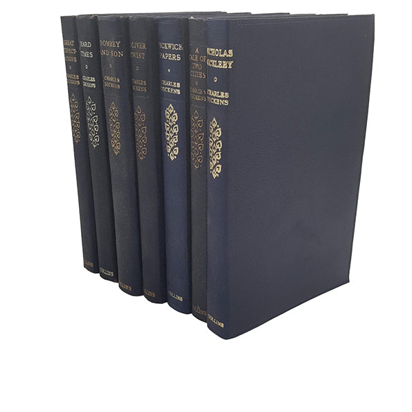 Charles Dickens' Collected Works - Collins, c.1960s  (7 Blue Books)