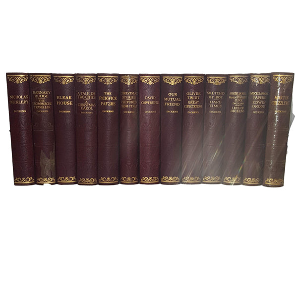 Charles Dickens 13 Burgundy Books - Hazell, Watson &amp; Viney (13 Books)