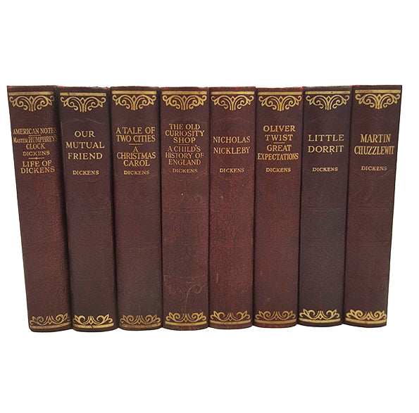 Charles Dickens 10 Burgundy Books - Hazell, Watson &amp; Viney (10 Books)
