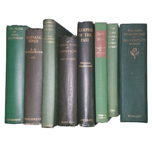 Books By The Foot: Green Books with Gold Titles