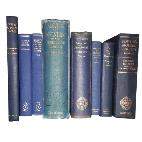 Books By The Foot: Blue Books with Gold Titles