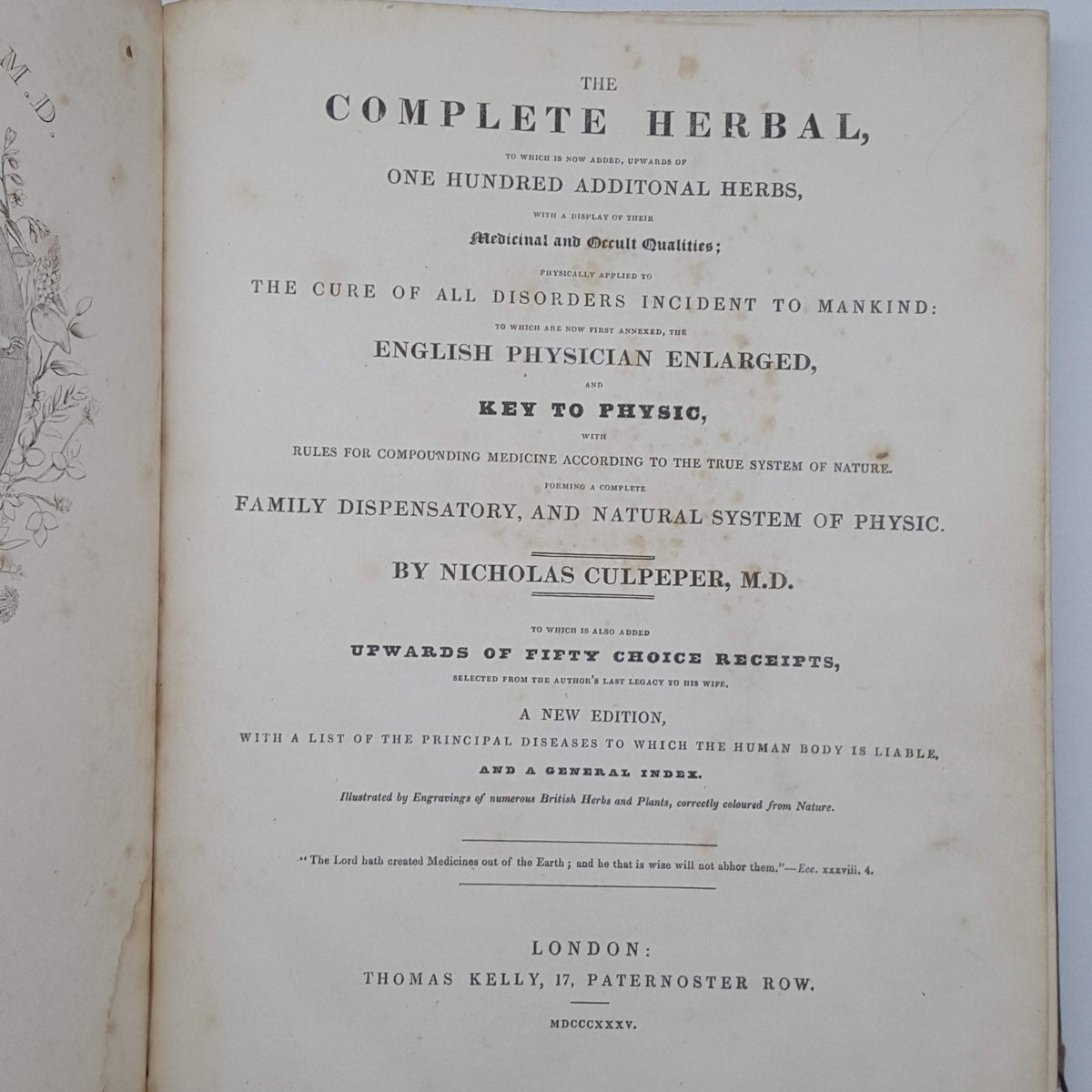 Culpeper's Complete Herbal - Thomas Kelly, 1835