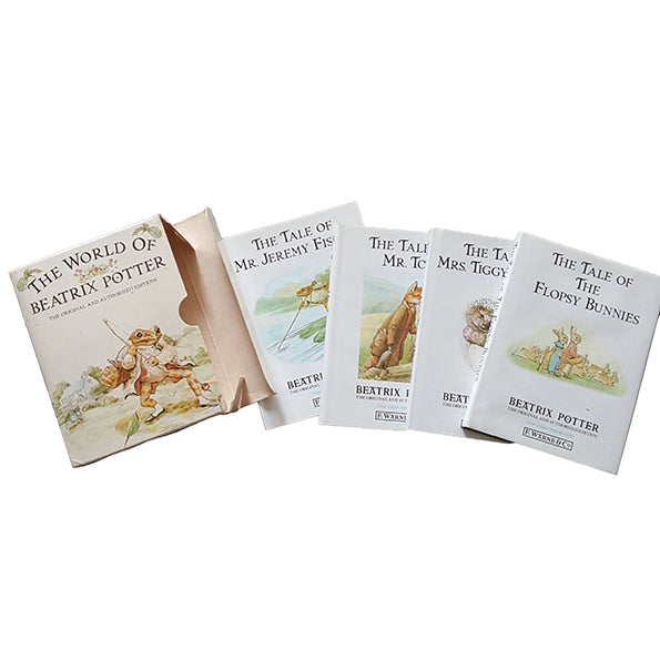The World of Beatrix Potter: Jeremy Fisher, Mr. Tod, Mrs Tiggy-Winkle, Flopsy Bunnies (in cardboard box)