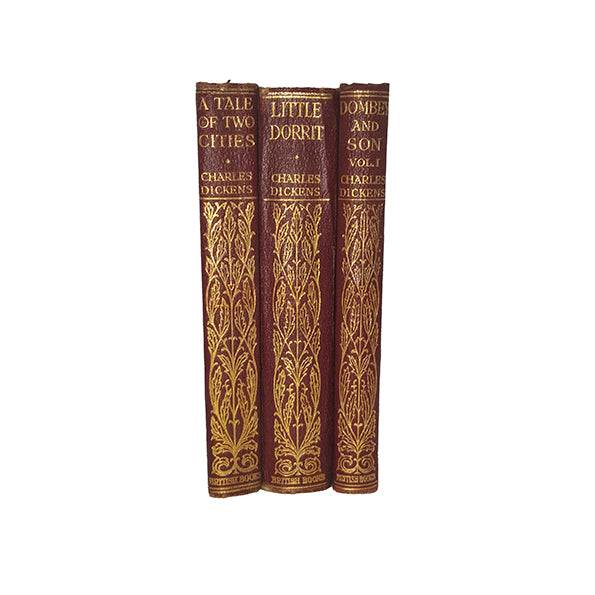 Charles Dickens Tale of Two Cities, Little Dorrit, Dombey &amp; Son (3 Red Books)