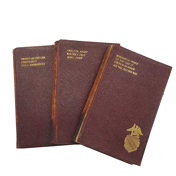 Shakespeare's Works, Vols III, IV, VIII, 1909 (3 Red Leather Books)