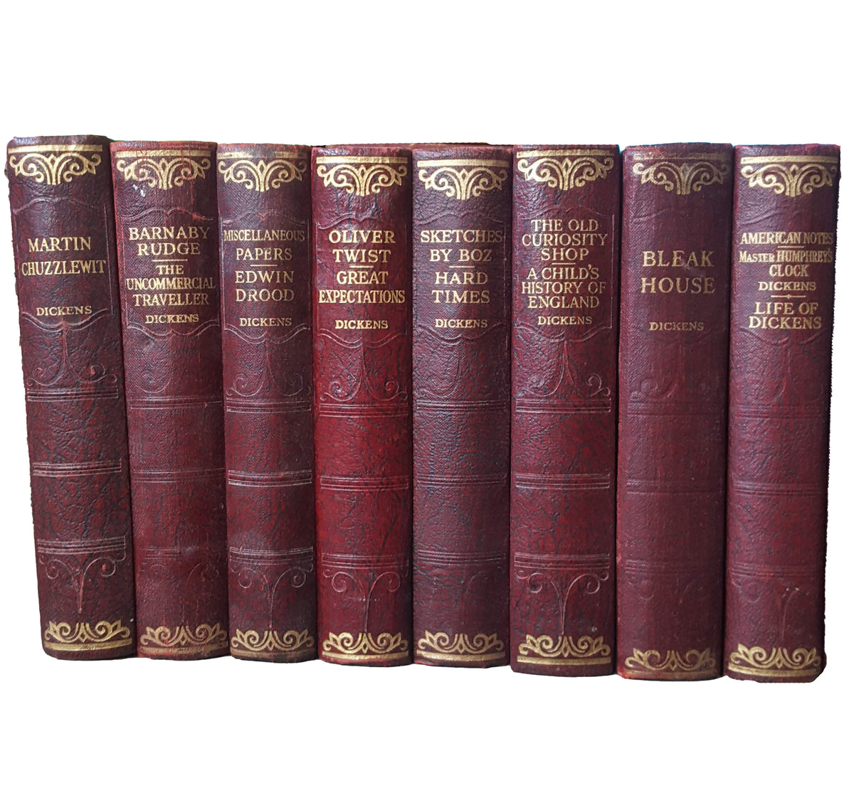 Charles Dickens 16 Burgundy Books - Hazell, Watson &amp; Viney (16 Books)