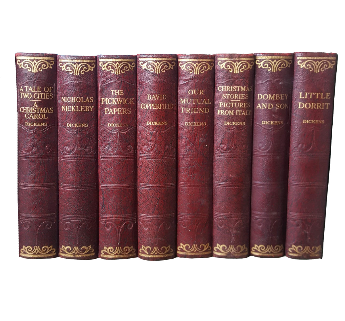 Charles Dickens 16 Burgundy Books - Hazell, Watson &amp; Viney (16 Books)
