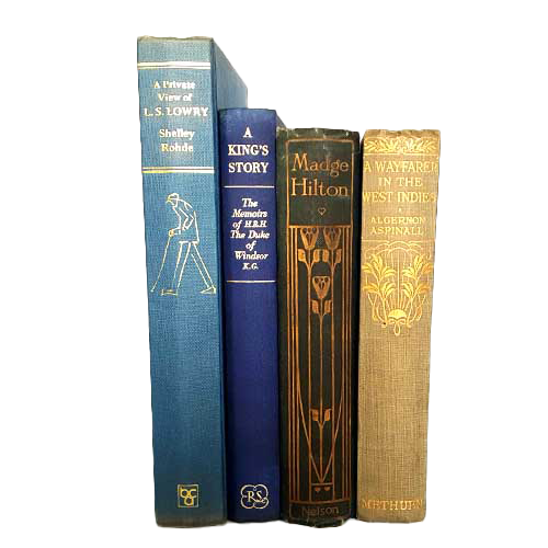Decorative Collection: Four Blue Weathered Books