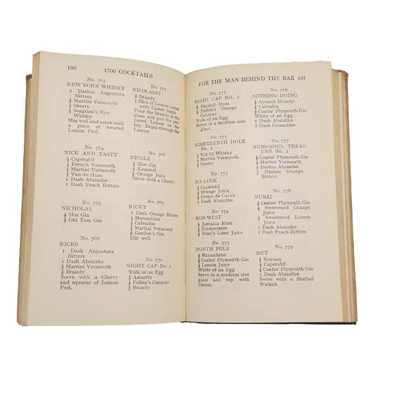 1700 Cocktails for the Man behind the Bar by R. de Fleury 1934