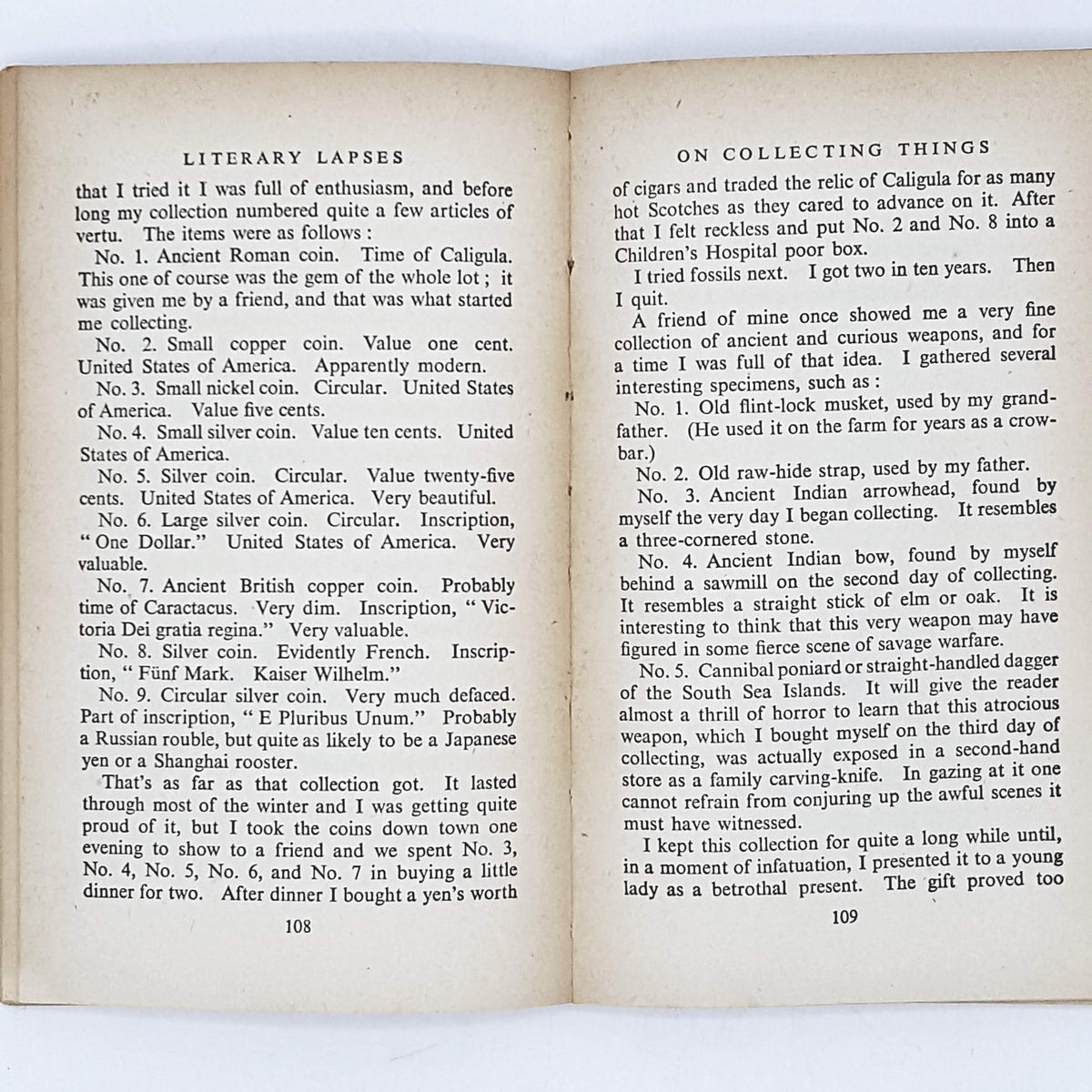 Literary Lapses by Stephen Leacock 1939