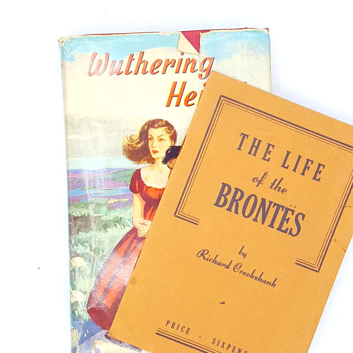 brown-old-rare-emily-vintage-country-house-library-classics-wuthering-heights-books-thrift-bronte-collection-red-