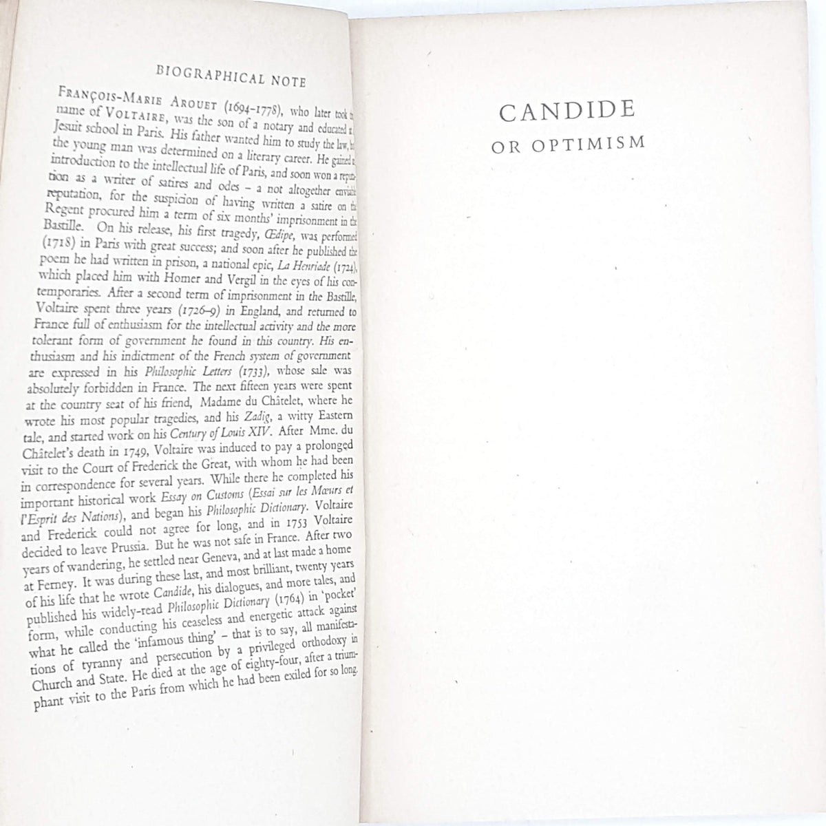 Voltaire's Candide 1954 - 1959
