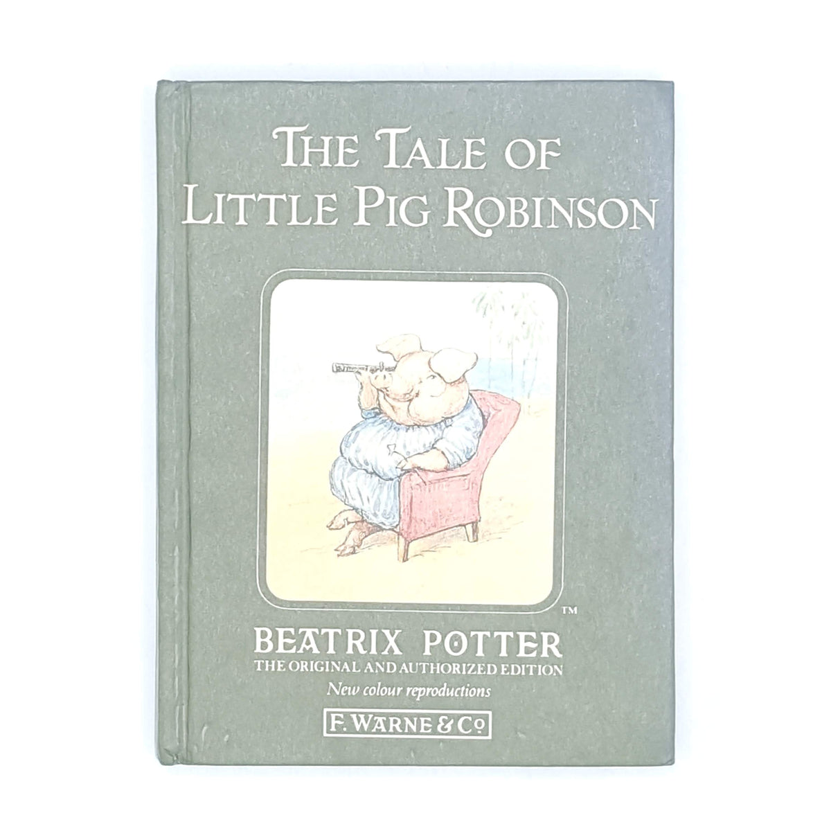 little-pig-robinson-country-house-library-vintage-books-beatrix-potter-patterned-old-decorative-thrift-classic-green-antique-childrens-