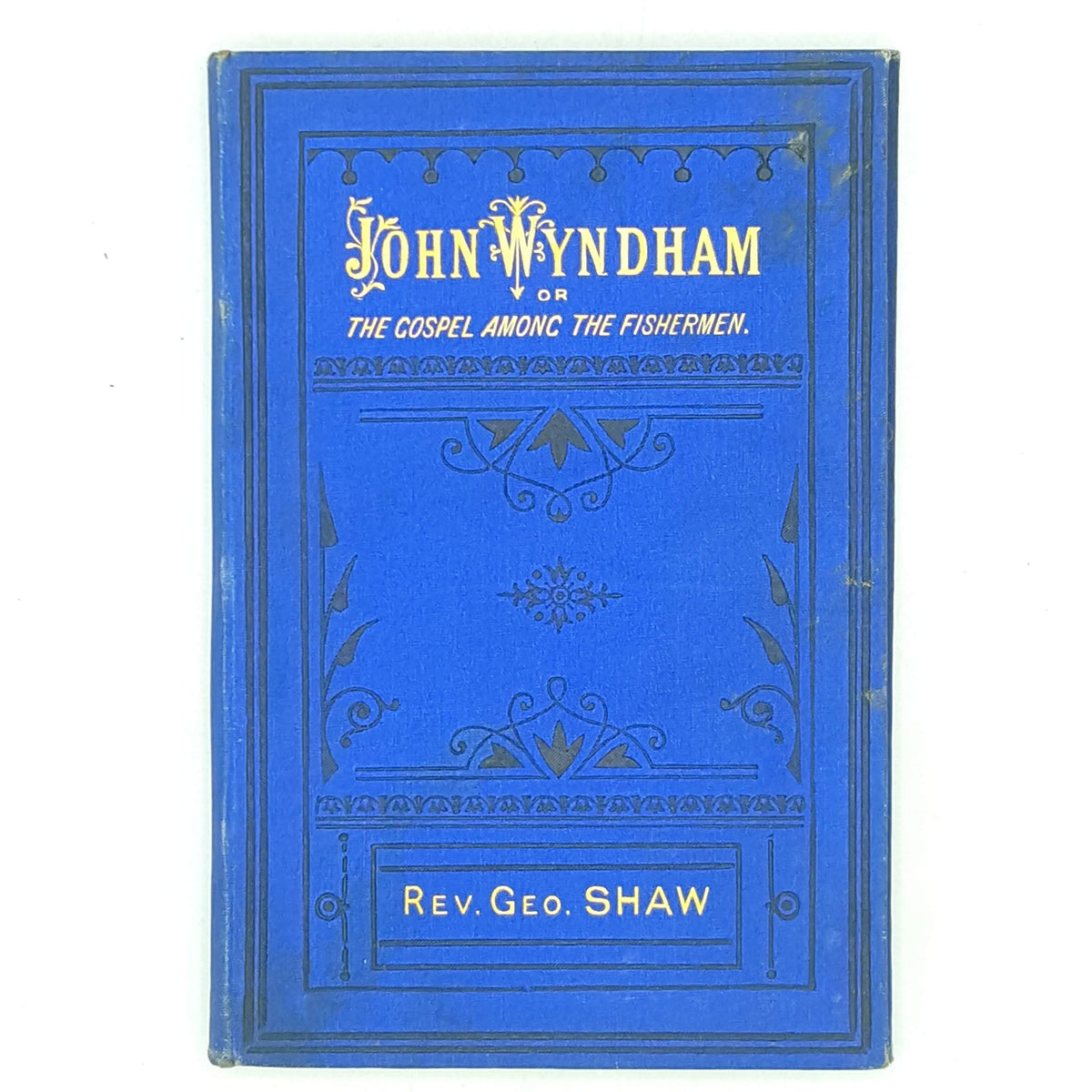blue-religion-vintage-thrift-antique-patterned-rev-george-shaw-john-wyndham-classic-country-house-library-old-books-decorative-