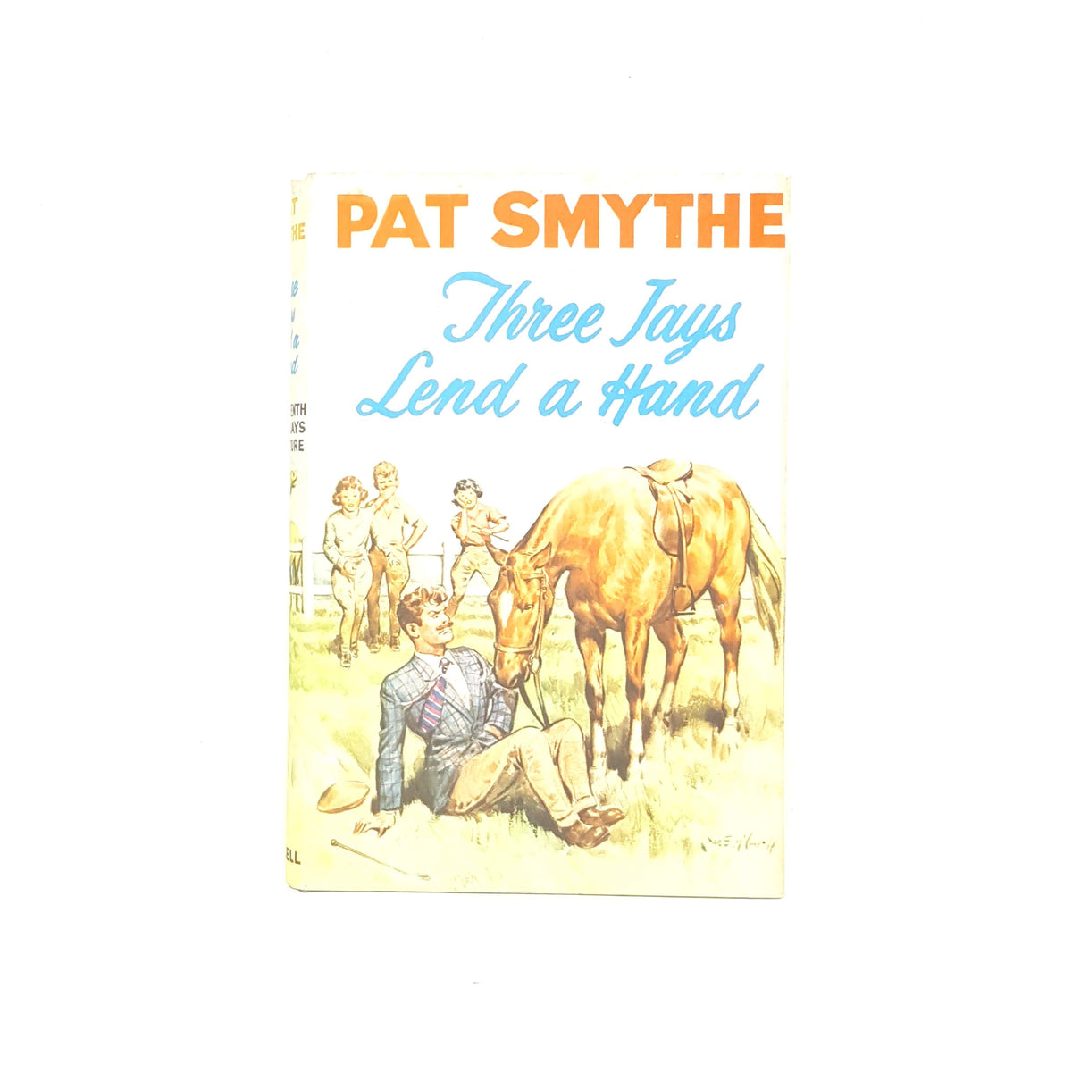 country-house-library-vintage-seventh-adventure-patterned-old-decorative-thrift-pat-smythe-antique-books-horse-classic-1961-three-jays-lend-a-hand-cassell-