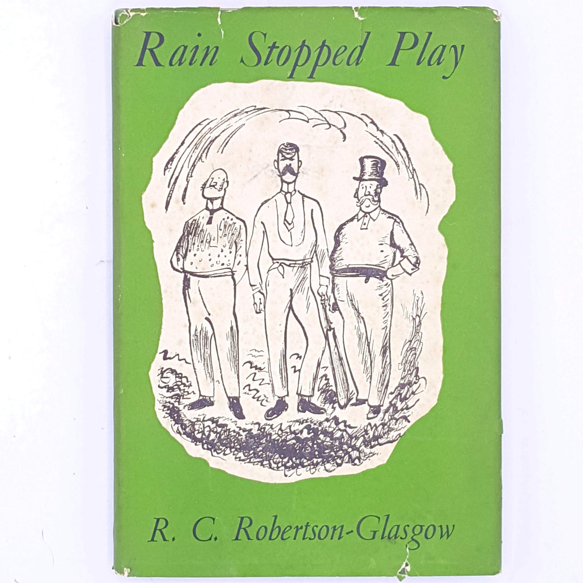 old-antique-patterned-thrift-rain-stopped-play-country-house-library-books-for-him-vintage-christmas-gifts-decorative-for-sports-fans-classic-cricket-sport-