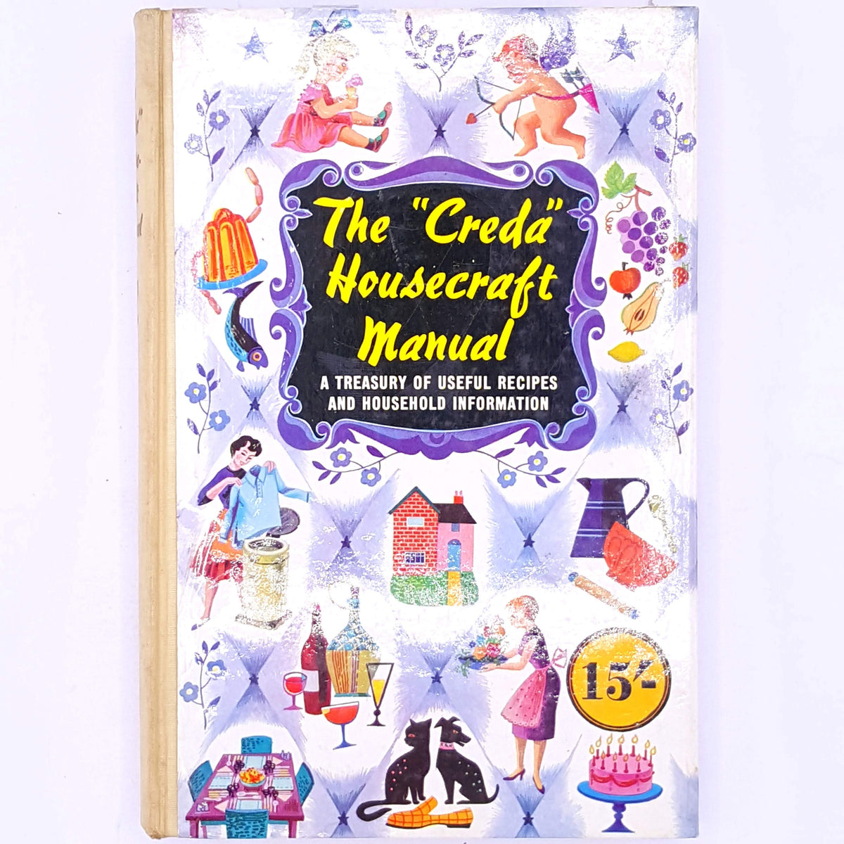 household-decorative-cooking-vintage-thrift-baking-country-house-library-antique-cookbook-old-classic-the-creda-housecraft-manual-books-patterned-