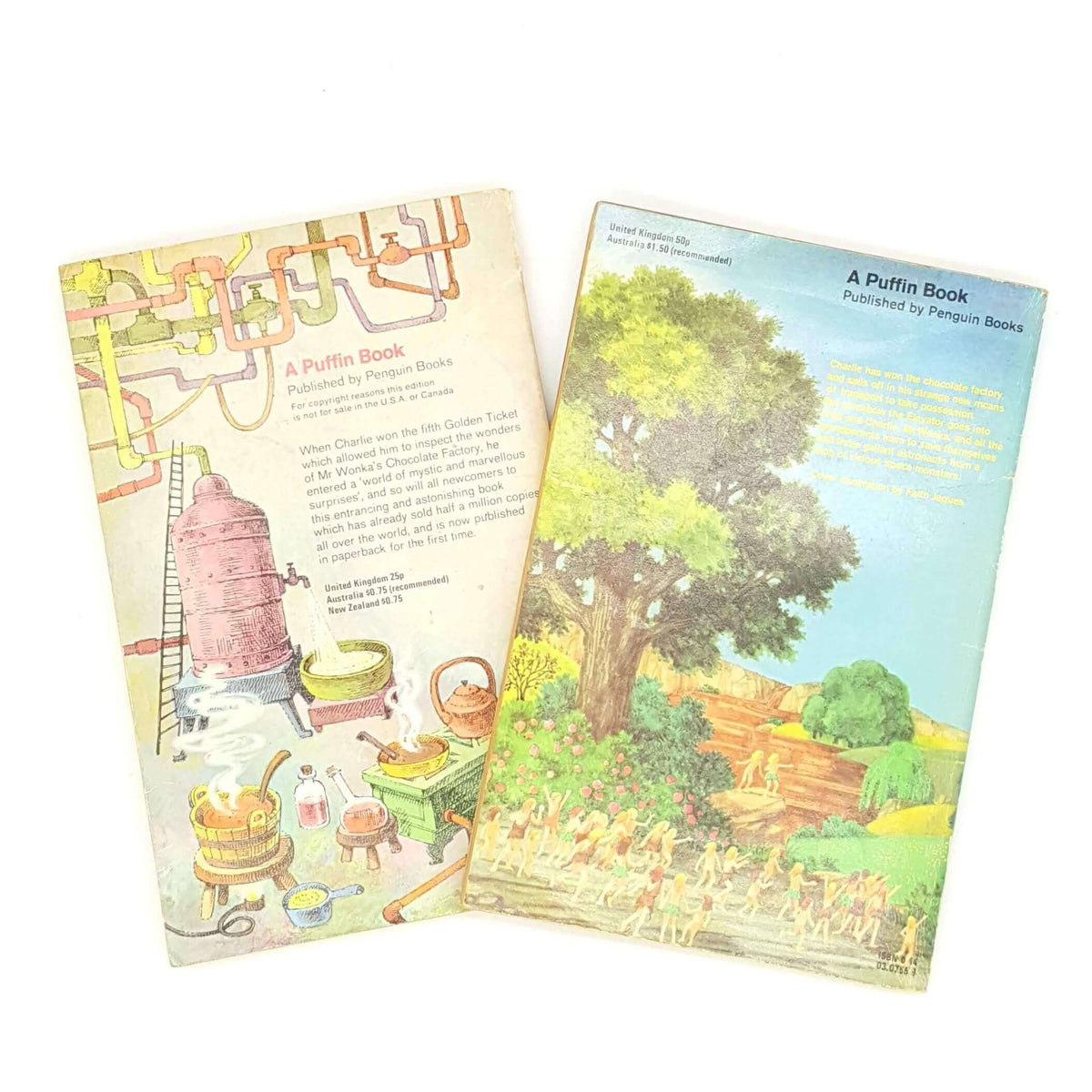 Roald Dahl's Charlie and the Chocolate Factory &amp; Glass Elevator - Vintage Puffin Paperbacks, c.1970