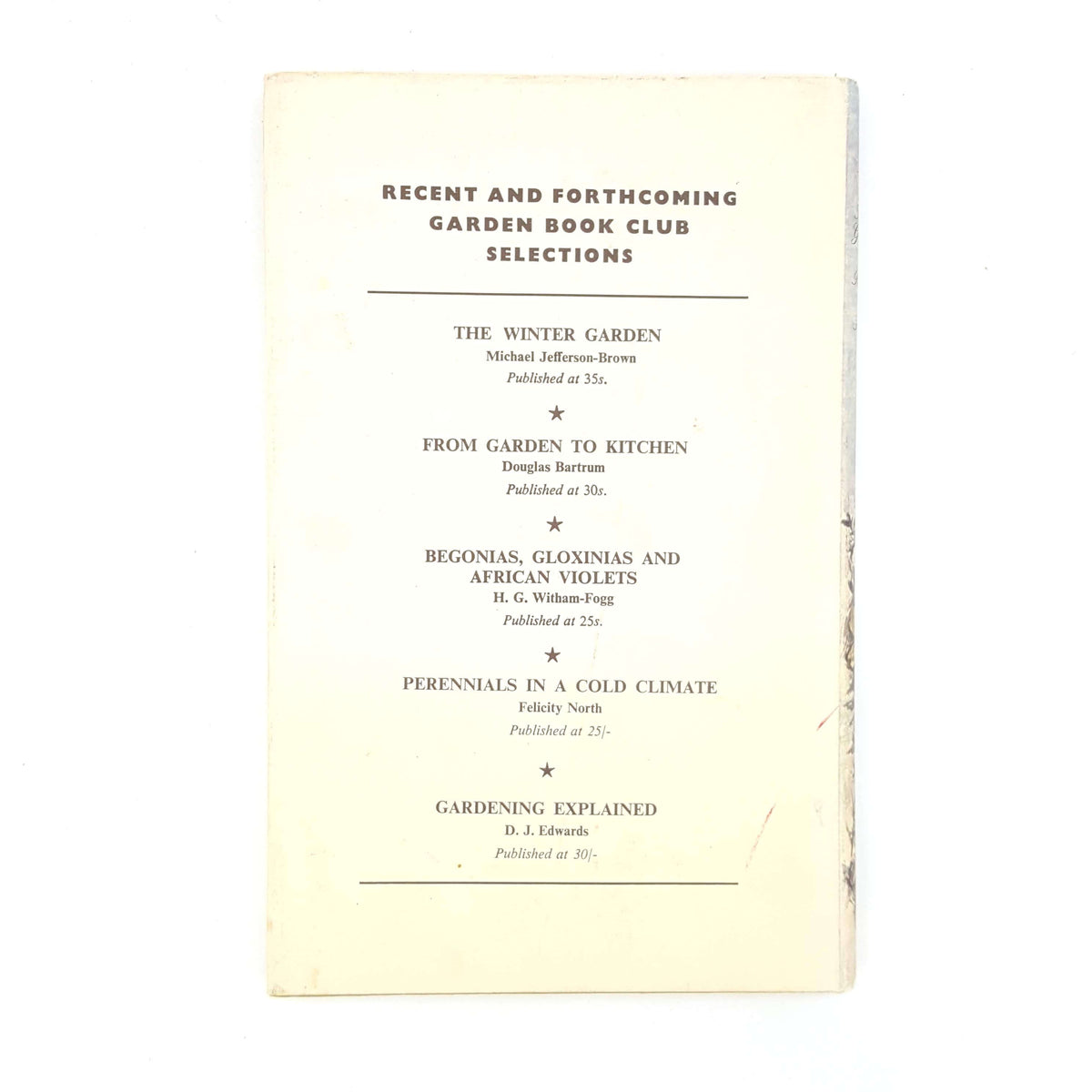 Rock Plants for Small Gardens by Royton E. Heath 1970
