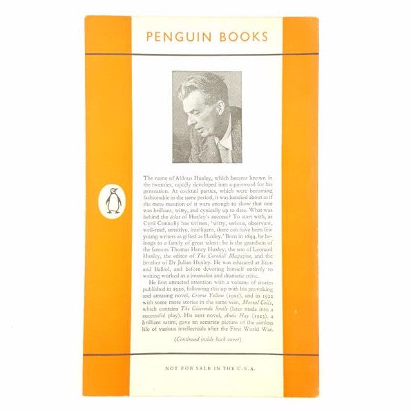 Aldous Huxley's Crome Yellow - Penguin c.1960