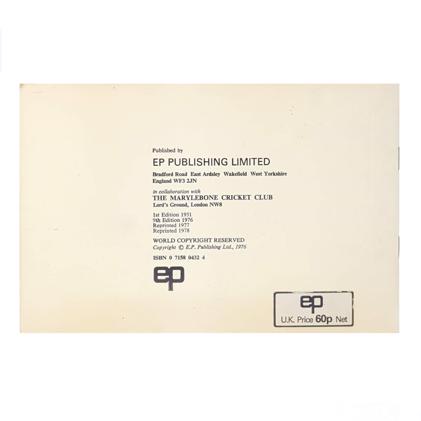 The Laws of Cricket: Know The Game 1978