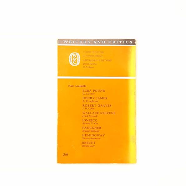 Hemingway (Writers And Critics) by Stewart Sanderson 1961